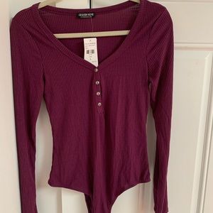 Robbed cotton button down bodysuit 😊